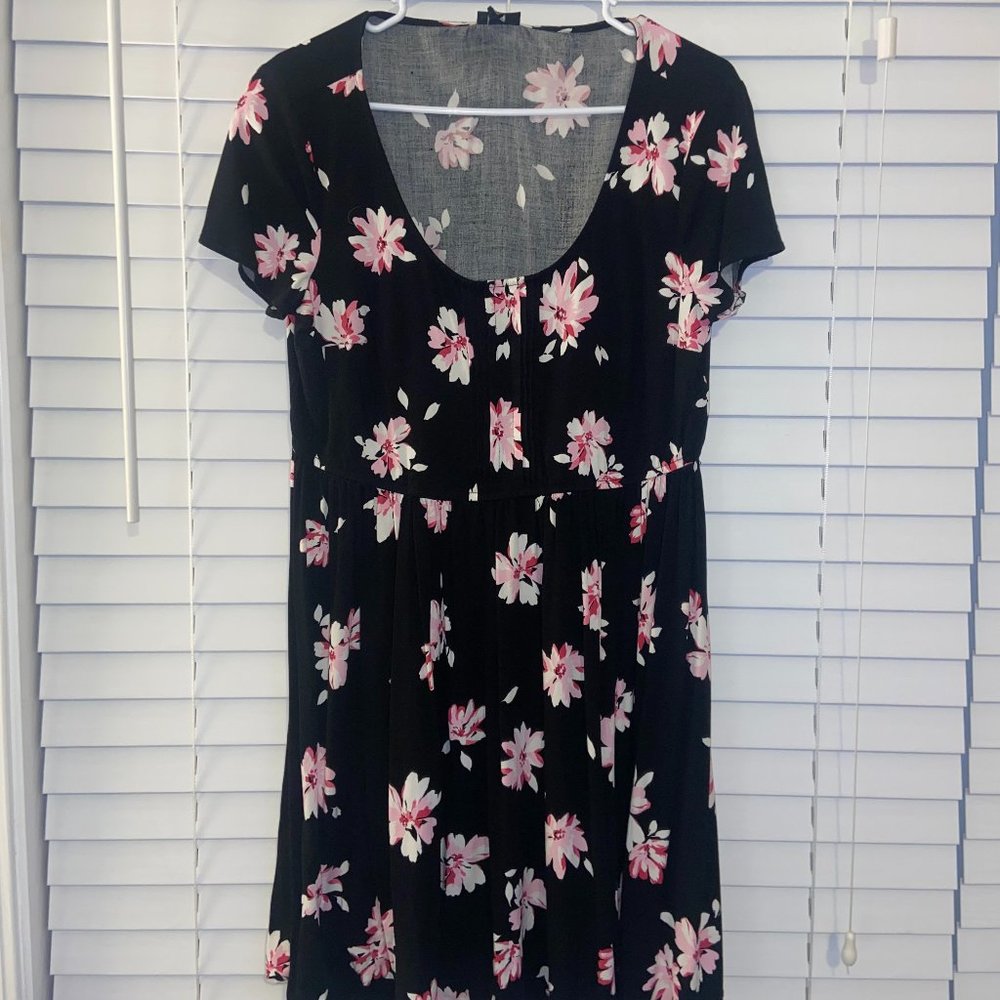 Black Flower Simple Summer Dress Torrid Plus Size 1X